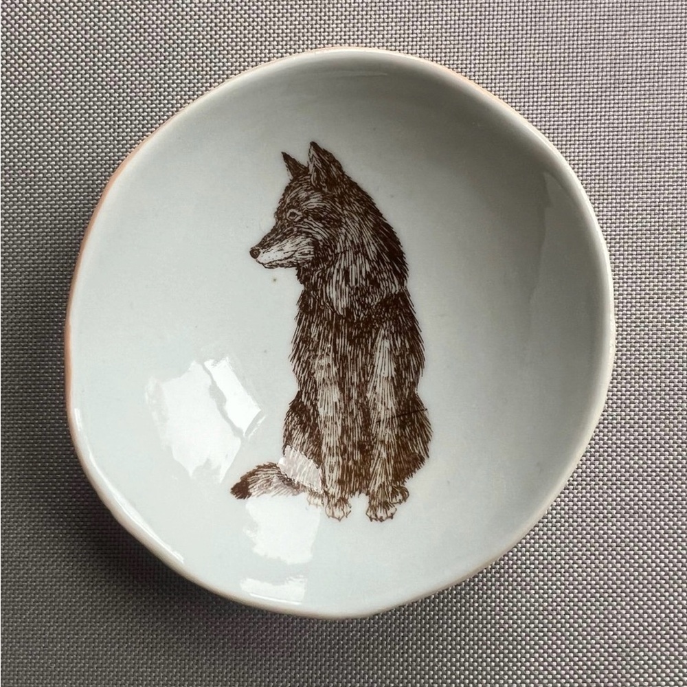 Fox Illustration Ceramic Trinket Dish | Small Handmade Style Bowl